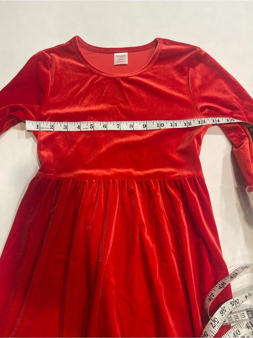 Holiday Time Red Velvet Kids Dress with White Trim